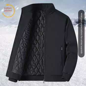 Мужская зимняя куртка Plus Velvet Thicken для возраста 40-70 XL чёрный/синий