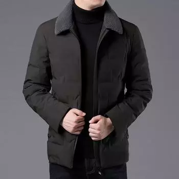 Мужская зимняя куртка-пуховик, новое зимнее пальто для мужчин среднего возраста, пальто с лацканами, деловой повседневный костюм для папы, пуховик M