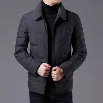Мужская зимняя куртка-пуховик, новое зимнее пальто для мужчин среднего возраста, пальто с лацканами, деловой повседневный костюм для папы, пуховик M