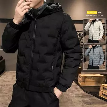 Мужская зимняя куртка-пуховик с капюшоном, модная, повседневная, универсальная, белая, молодежная, мужская одежда M