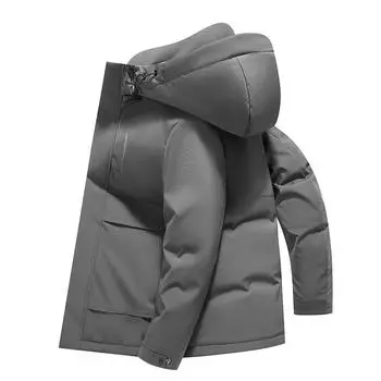 Мужская зимняя куртка-пуховик средней длины с утеплителем Мужская съемная повседневная куртка-пуховик с толстым бархатным подкладом M чёрный