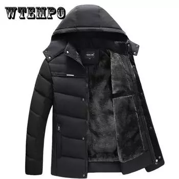 Мужская зимняя куртка-пуховик, теплая хлопковая куртка с капюшоном, пальто на молнии и пуговицах, ветрозащитная и водонепроницаемая парка 5XL зелёный