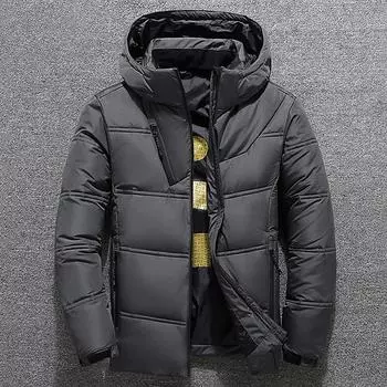 Мужская зимняя куртка-пуховик, ветрозащитная и водонепроницаемая куртка, ветровка, пуховик, молодежная теплая куртка S чёрный