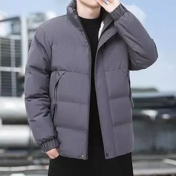 Мужская зимняя куртка с хлопковой подкладкой, новая ветрозащитная теплая повседневная куртка с хлопковой подкладкой, зеленая модная куртка со стоячим воротником, костюм с хлопковой подкладкой M