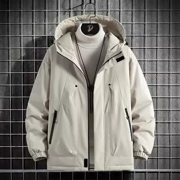 Мужская зимняя куртка с хлопковой подкладкой Plus Fat Plus Plus Size, мужская толстая и теплая хлопковая куртка с хлопковой подкладкой, зимняя куртка, верхняя одежда для мужчин L чёрный