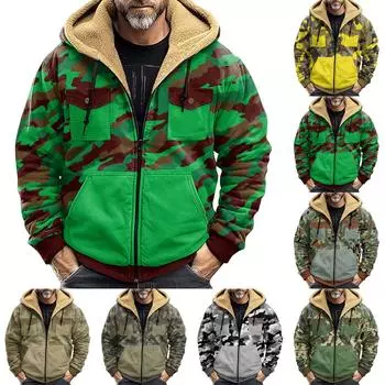 Мужская зимняя куртка с камуфляжным принтом, мужская повседневная куртка с капюшоном на молнии L армия зеленый