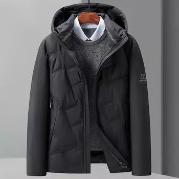 Мужская зимняя куртка с капюшоном, теплая и холодная, утолщенная, для среднего возраста и молодежи, модный повседневный топ M