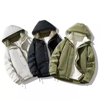 Мужская зимняя куртка с капюшоном, ветрозащитная, утолщенная, теплая M
