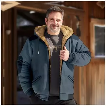 Мужская зимняя куртка с принтом, мужская повседневная куртка с капюшоном на молнии L синий