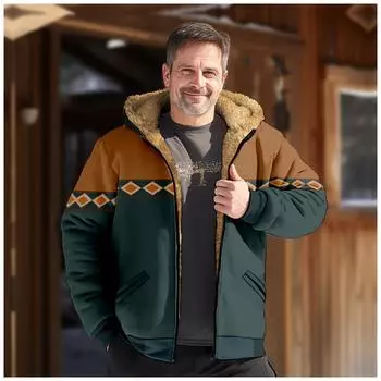 Мужская зимняя куртка с принтом, мужская повседневная куртка с капюшоном на молнии L чёрный