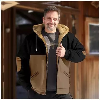 Мужская зимняя куртка с принтом, мужская повседневная куртка с капюшоном на молнии L чёрный