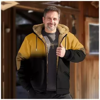 Мужская зимняя куртка с принтом, мужская повседневная куртка с капюшоном на молнии L чёрный