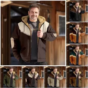 Мужская зимняя куртка с принтом, мужская повседневная куртка с капюшоном на молнии L бежевый