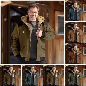 Мужская зимняя куртка с принтом, мужская повседневная куртка с капюшоном на молнии L синий