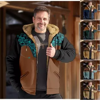 Мужская зимняя куртка с принтом, мужская повседневная куртка с капюшоном на молнии L чёрный