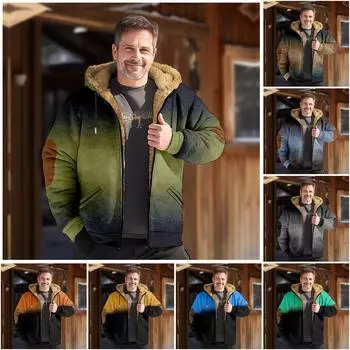 Мужская зимняя куртка с принтом, мужская повседневная куртка с капюшоном на молнии XXL синий