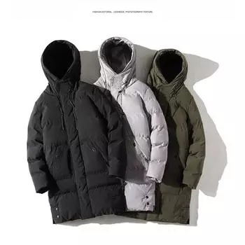 Мужская зимняя куртка средней длины с хлопковой подкладкой, новая утепленная куртка с капюшоном из хлопковой подкладки, модная повседневная куртка из хлопка большого размера M
