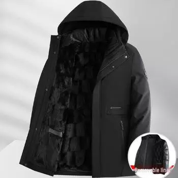 Мужская зимняя куртка средней длины со съемной бархатной подкладкой 5XL чёрный