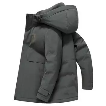 Мужская зимняя куртка средней и длинной длины со съемным капюшоном для мужчин среднего возраста. Мужская одежда. M