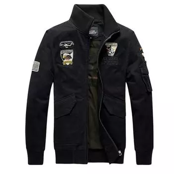 Мужская зимняя куртка в стиле милитари, модная куртка-бомбер с ястребом и авиационной вышивкой, армейское пальто-бомбер ВВС XL зелёный