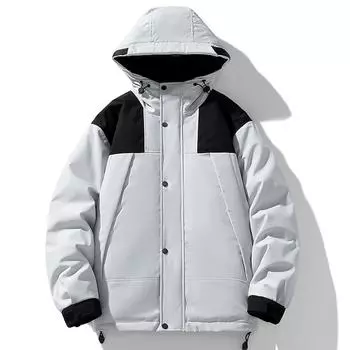 Мужская зимняя лоскутная цветная модная куртка-пуховик с капюшоном, теплое свободное пальто S серый