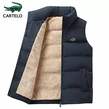 Мужская зимняя майка с вышивкой и воротником-стойкой из овечьего флиса, милая, милая, милая, 2023 XL чёрный