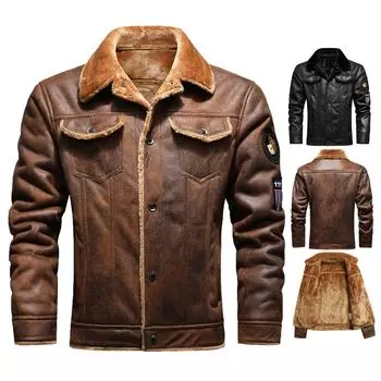 Мужская зимняя меховая куртка из утолщенной бархатной кожи M