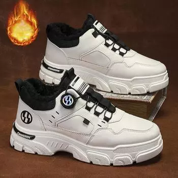 Мужская зимняя мягкая и толстая теплая повседневная спортивная обувь 39 бежевый