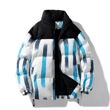 Мужская зимняя новая брендовая куртка с хлопковой подкладкой с постепенным изменением Tide, пара в гонконгском стиле, цветная куртка с хлопковой подкладкой с воротником S чёрный