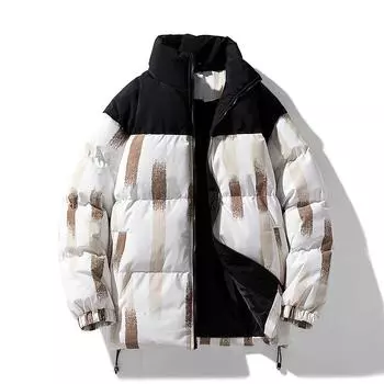 Мужская зимняя новая брендовая куртка с хлопковой подкладкой с постепенным изменением Tide, пара в гонконгском стиле, цветная куртка с хлопковой подкладкой с воротником S чёрный