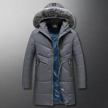 Мужская зимняя новая хлопковая одежда Мужская молодежная хлопковая одежда с капюшоном Средней длины утолщенная теплая повседневная мужская хлопковая одежда Модная M