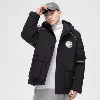 Мужская зимняя новая мужская куртка-пуховик с капюшоном, модная повседневная универсальная теплая белая рабочая куртка на утином пуху для мальчиков M