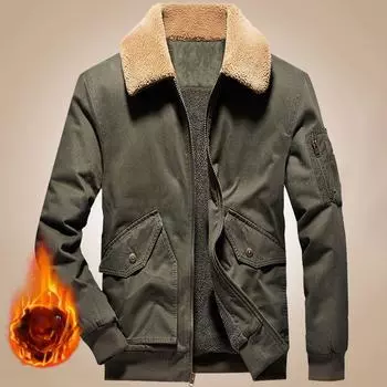 Мужская зимняя новая свободная куртка из овечьей шерсти с несколькими карманами, флисовая утолщенная термокуртка S хаки