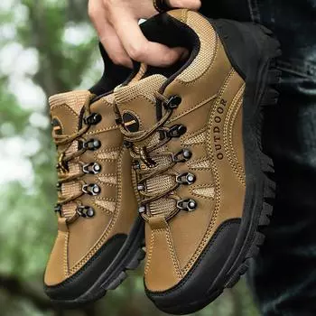 Мужская зимняя обувь 38-49, низкие уличные походные туфли, походная обувь на толстой подошве, зимние ботинки 38 чёрный