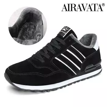 Мужская зимняя обувь Кроссовки Plues Кожаная повседневная обувь Мужская обувь Теннисная обувь 38 чёрный