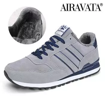 Мужская зимняя обувь Кроссовки Plues Кожаная повседневная обувь Мужская обувь Теннисная обувь 38 чёрный