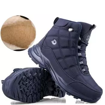 Мужская зимняя обувь, модные теплые зимние ботинки, повседневные спортивные водонепроницаемые нескользящие флисовые ботильоны 40 чёрный