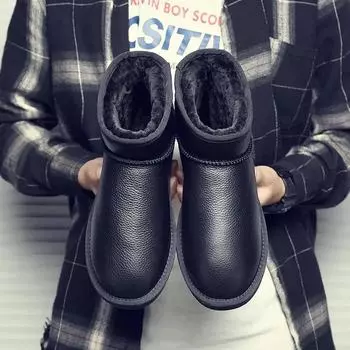 Мужская зимняя обувь на плоской подошве, мужские зимние ботинки, нескользящая обувь без застежек, распродажа, модное предложение, походная обувь класса люкс из хлопка, рабочая обувь из меха 37