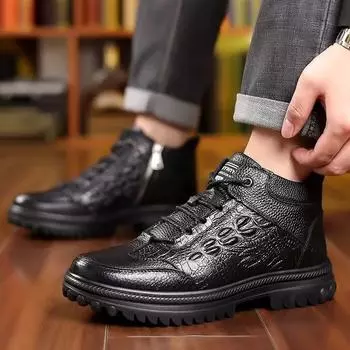 Мужская зимняя обувь на шнуровке, модная, на плоской подошве, оригинальные предложения, походные, повседневные, мужские зимние ботинки, распродажа, высококачественный нескользящий флис 38