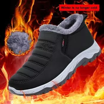 Мужская зимняя обувь сохраняет тепло, зимние сапоги, плюшевая и утолщенная ветрозащитная обувь 39 чёрный