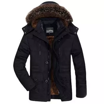 Мужская зимняя одежда Флис средней и длинной длины Утепленная флисовая термоодежда с хлопковой подкладкой Одежда для людей среднего и пожилого возраста с хлопковой подкладкой M хаки