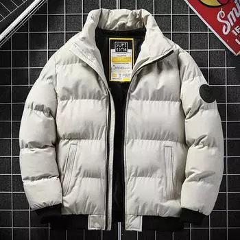 Мужская зимняя одежда, плотная модная одежда, однотонная ветрозащитная ветровка, пуховик, теплая уличная верхняя одежда, повседневное пальто для мужчин 2XL чёрный