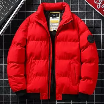 Мужская зимняя одежда, плотная модная одежда, однотонная ветрозащитная ветровка, пуховик, теплая уличная верхняя одежда, повседневное пальто для мужчин L зелёный