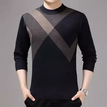Мужская зимняя одежда, повседневные деловые свитера, мужские пуловеры с круглым вырезом, свитера с низкой посадкой для молодежи и среднего возраста M