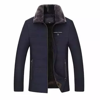 Мужская зимняя одежда с хлопковой подкладкой, плюс плюшевая одежда с хлопковой подкладкой, пальто для отдыха, хлопковая стеганая куртка, мужская простота XXL темно-синий
