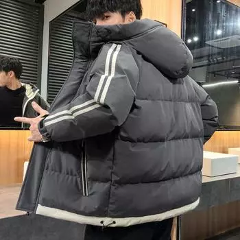 Мужская зимняя одежда с хлопковой подкладкой в корейском стиле, модная свободная куртка с хлопковой подкладкой для студентов, красивое свободное модное брендовое пальто с хлопковой подкладкой, куртка хлеб M