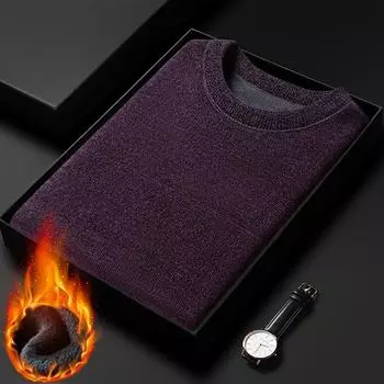 Мужская зимняя одежда свитер пуловер теплая одежда толстый вельветовый пуловер топы с длинным рукавом футболки вязаный свитер для мужчин M чёрный