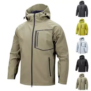 Мужская зимняя однотонная деловая куртка с капюшоном, мужская ветровка L синий