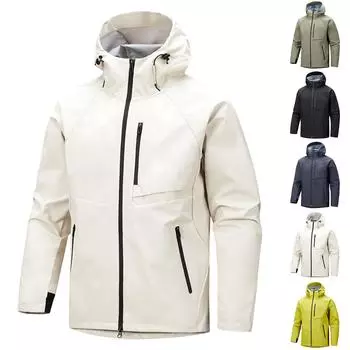 Мужская зимняя однотонная деловая куртка с капюшоном, мужская ветровка L бежевый