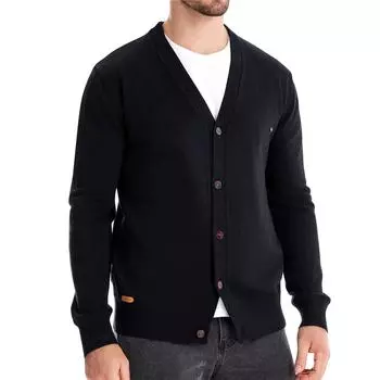Мужская зимняя однотонная куртка-свитер с длинным рукавом, мужской свободный однотонный вязаный кардиган на пуговицах M бежевый